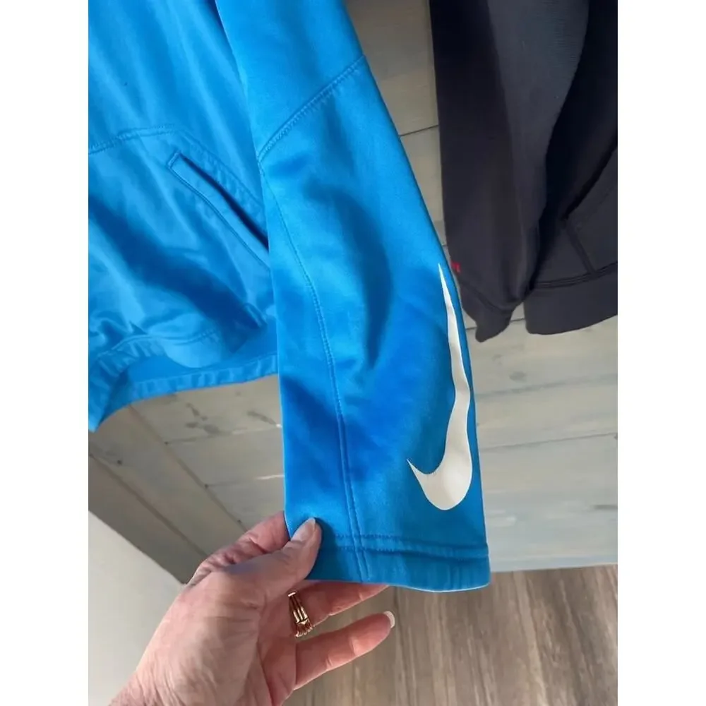 Nike Dri Fit Youth XL Hoodie Blue Athletic Pullover Swoosh Sleeve